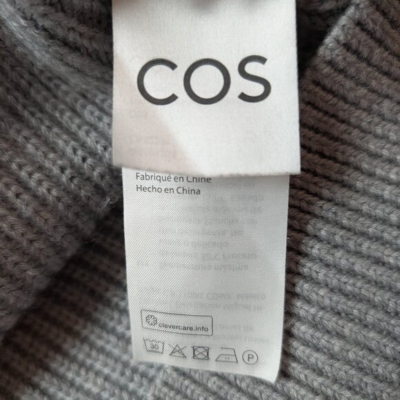 COS Heather Gray Half Zip Jumper Wool & Cotton Size L - Picture 8 of 10